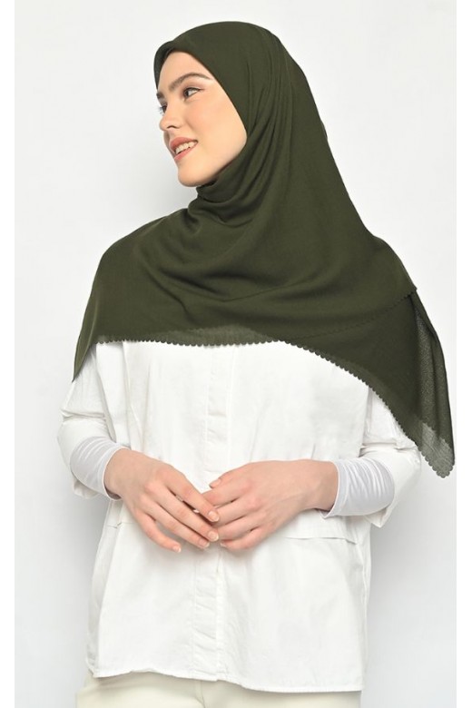 Hijab Segi 4 Voal Gucci Lasercut Army